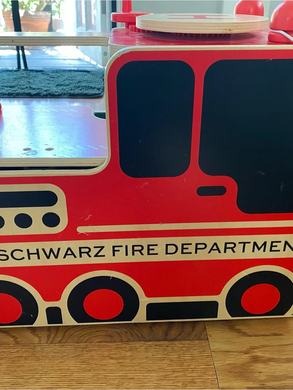 Vintage FAO Schwarz Wooden Fire Department Toy Truck